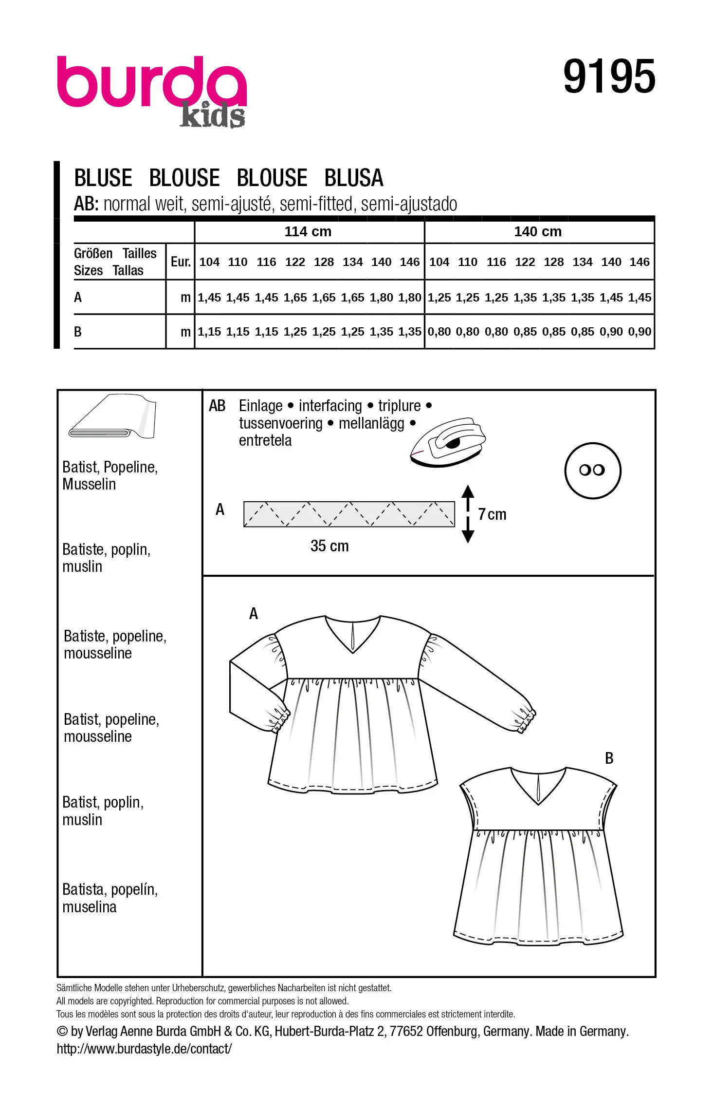 Patron Burda kids n°9195 : Blouse - Image 4