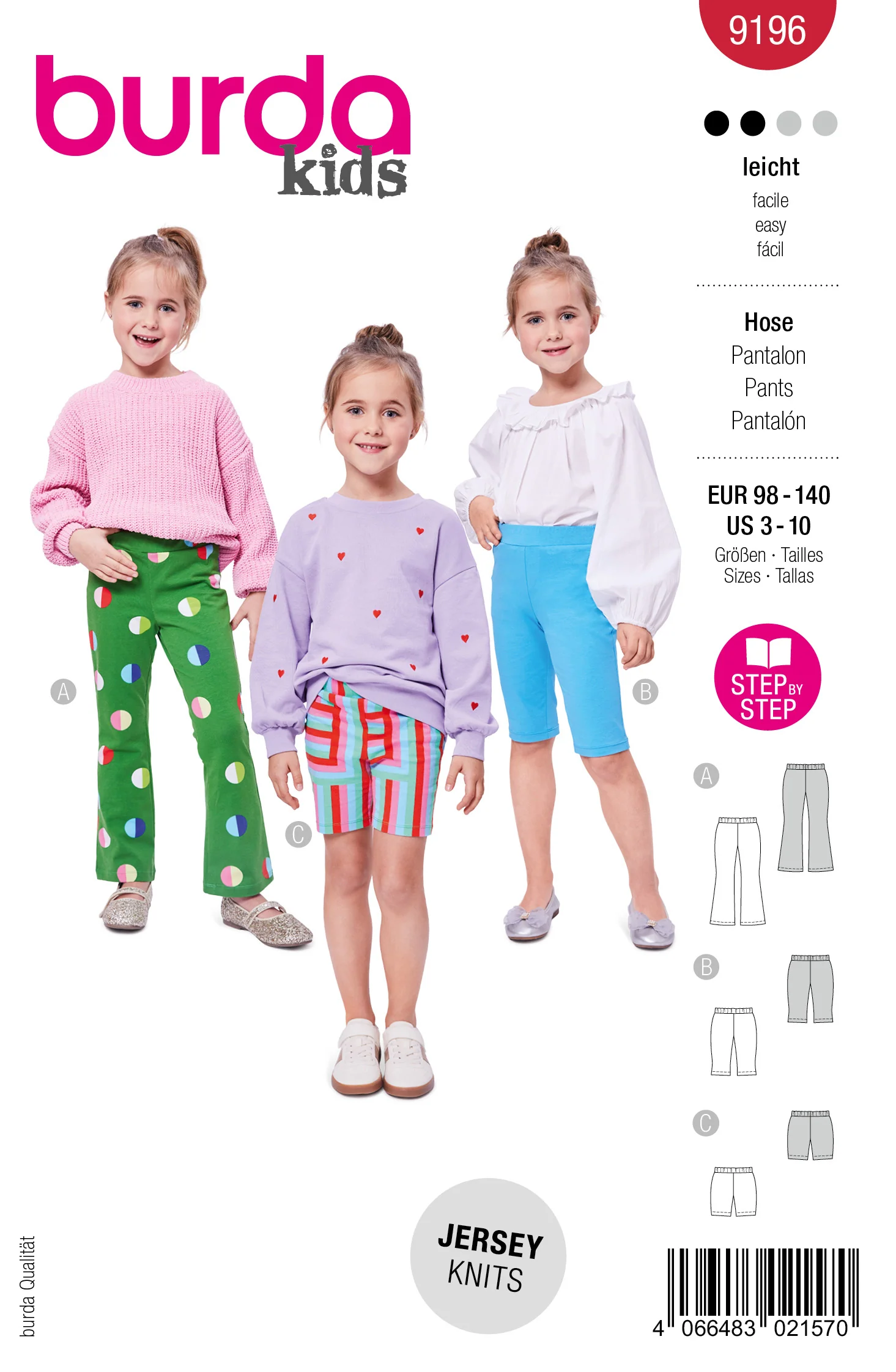 Patron Burda kids n°9196 : Pantalon