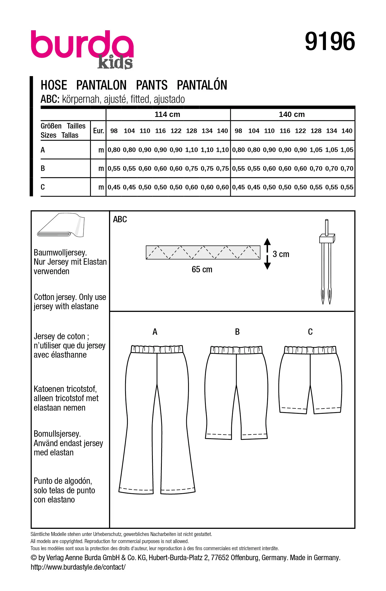 Patron Burda kids n°9196 : Pantalon - Image 6
