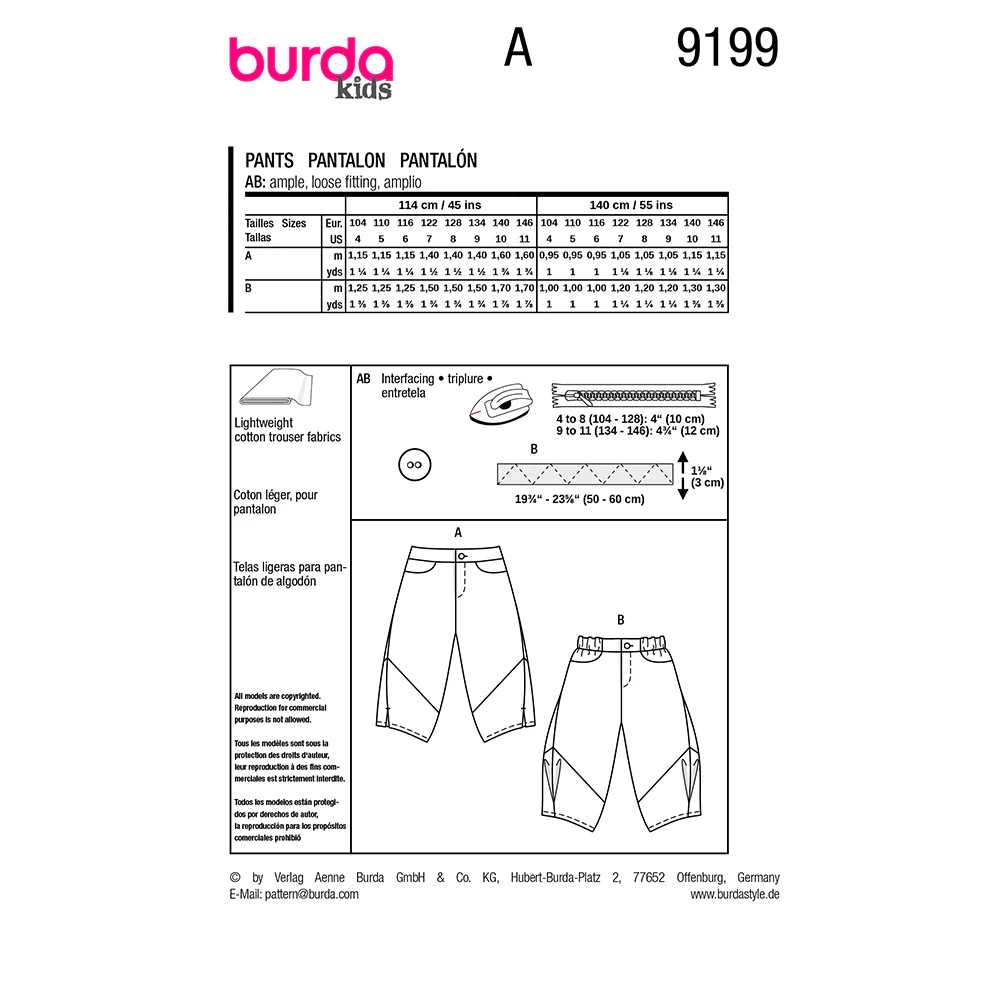 Patron Burda kids n°9199 : Pantalon - Image 7