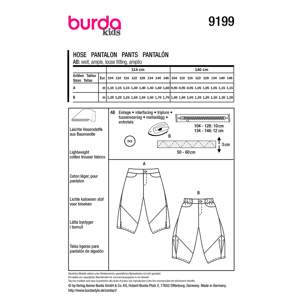 Patron Burda kids n°9199 : Pantalon - Image 8