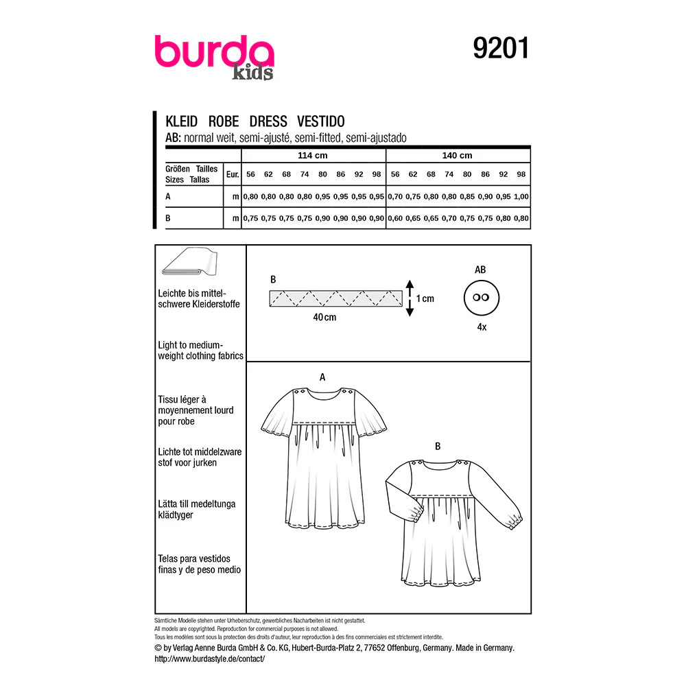 Patron Burda kids n°9201 : Robe - Image 7
