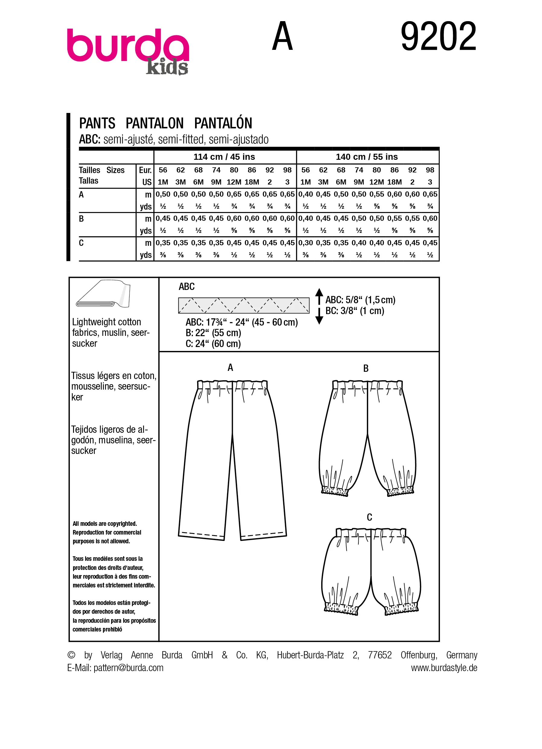 Patron Burda kids n°9202 : Pantalon - Image 9