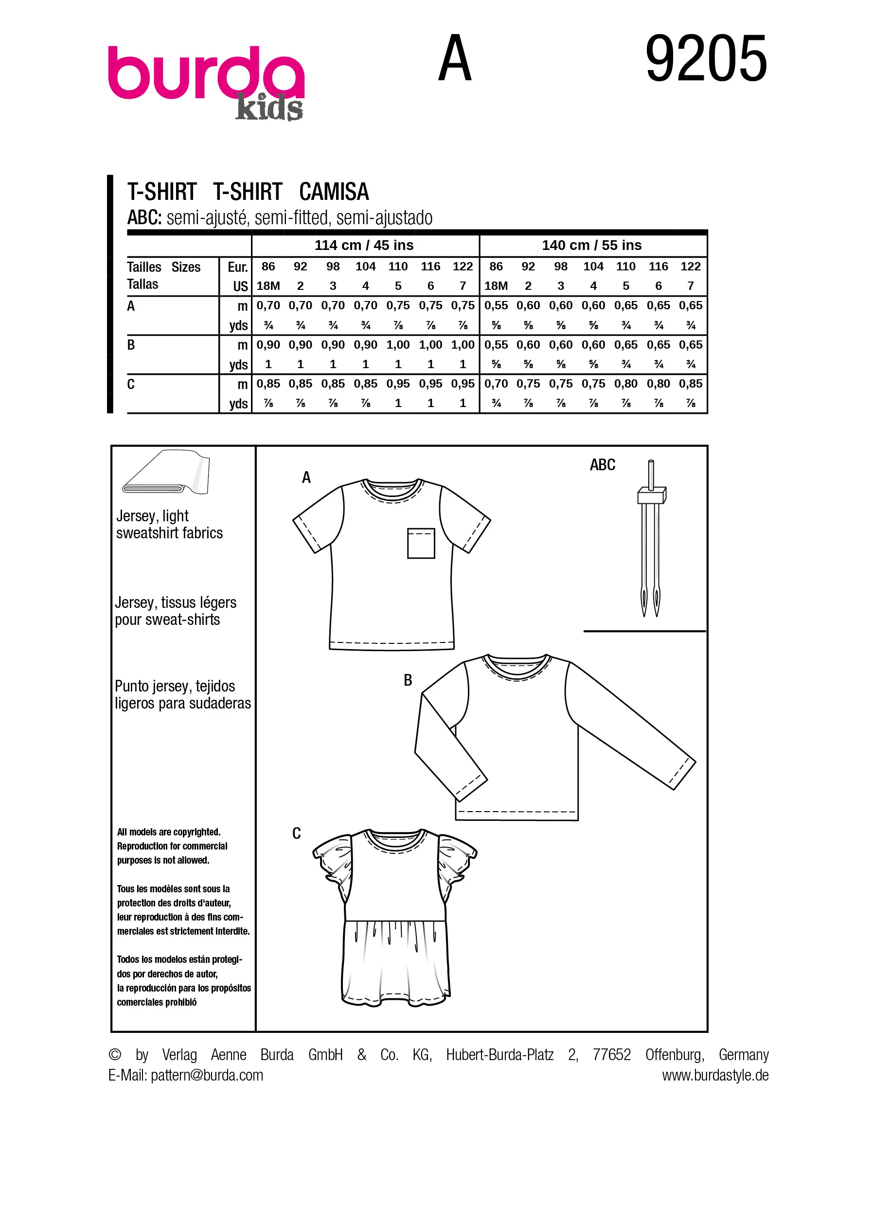 Patron Burda kids n°9205 : T-shirt - Image 8