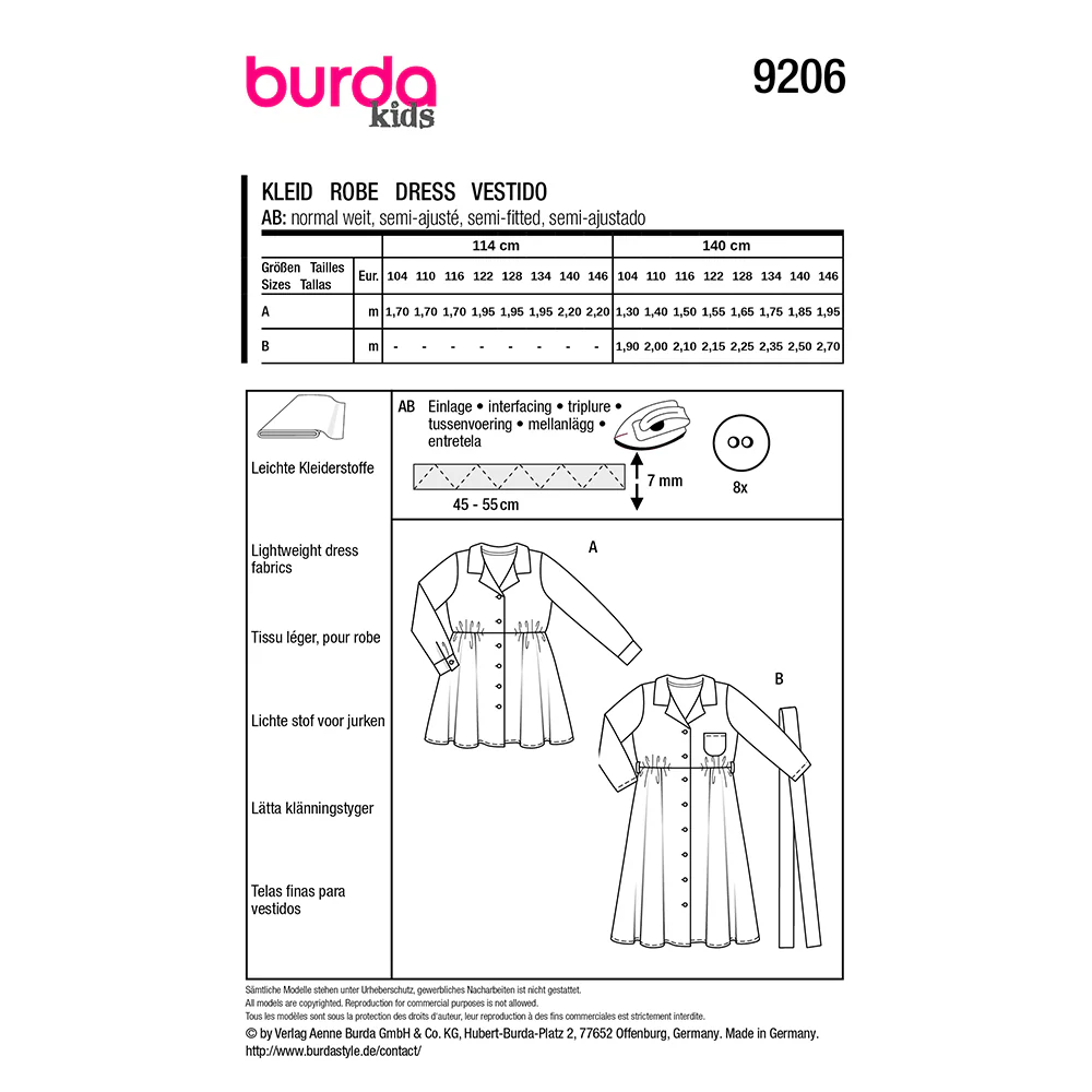 Patron Burda kids n°9206 : Robe - Image 8
