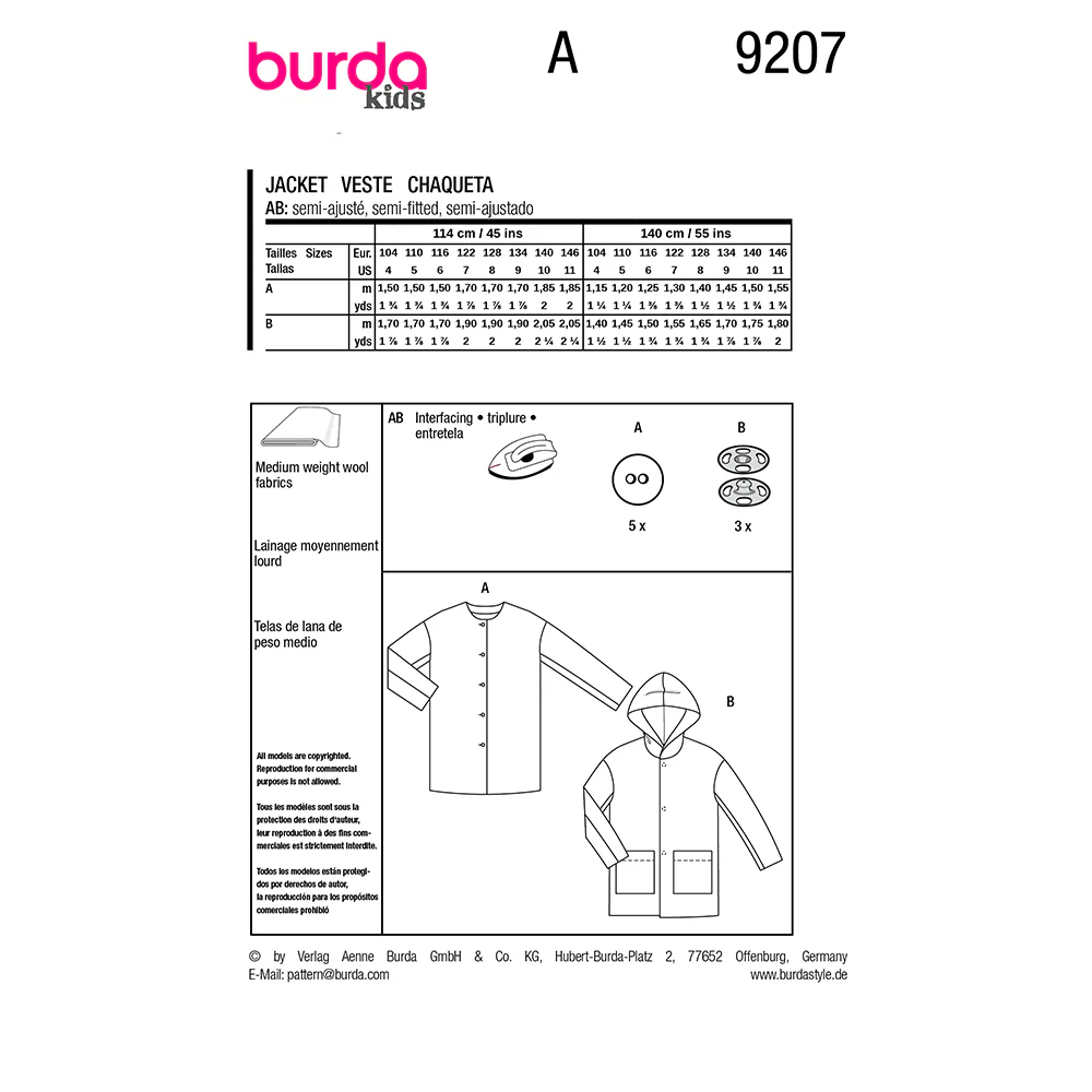 Patron Burda kids n°9207 : Veste - Image 7