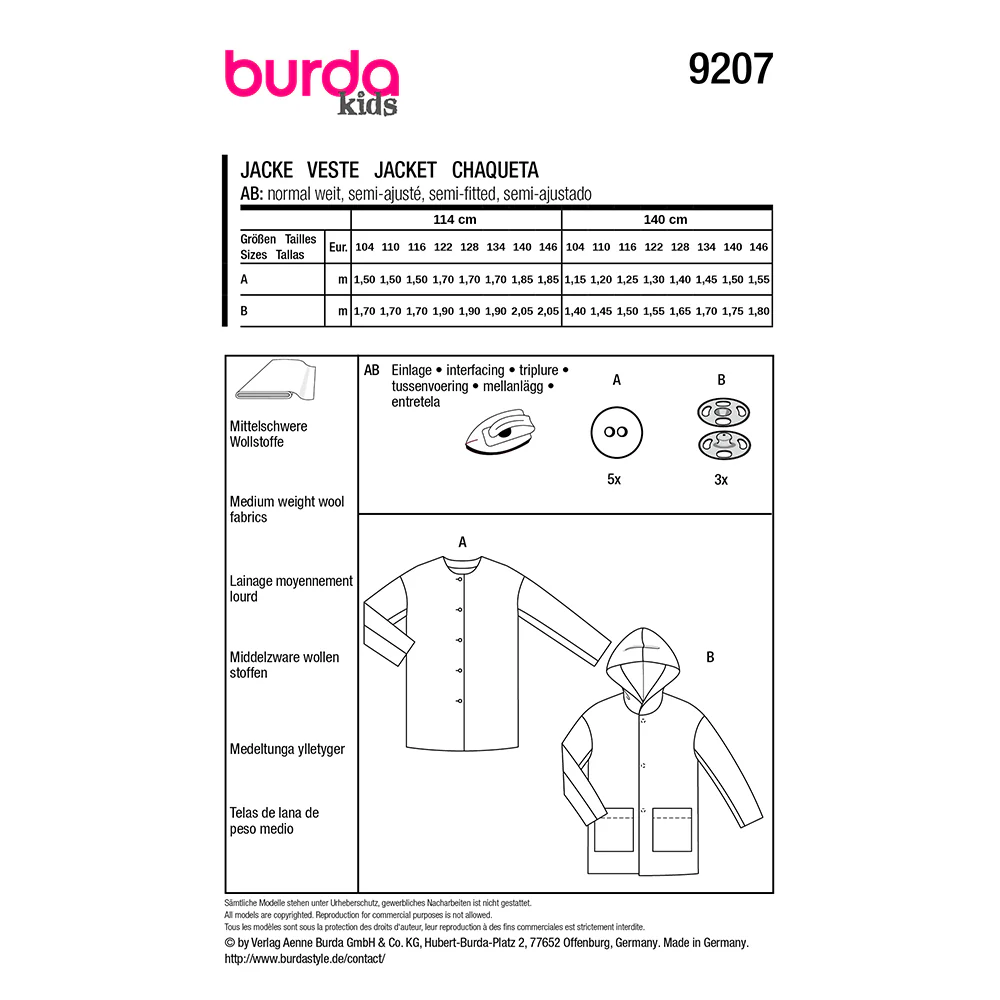 Patron Burda kids n°9207 : Veste - Image 8