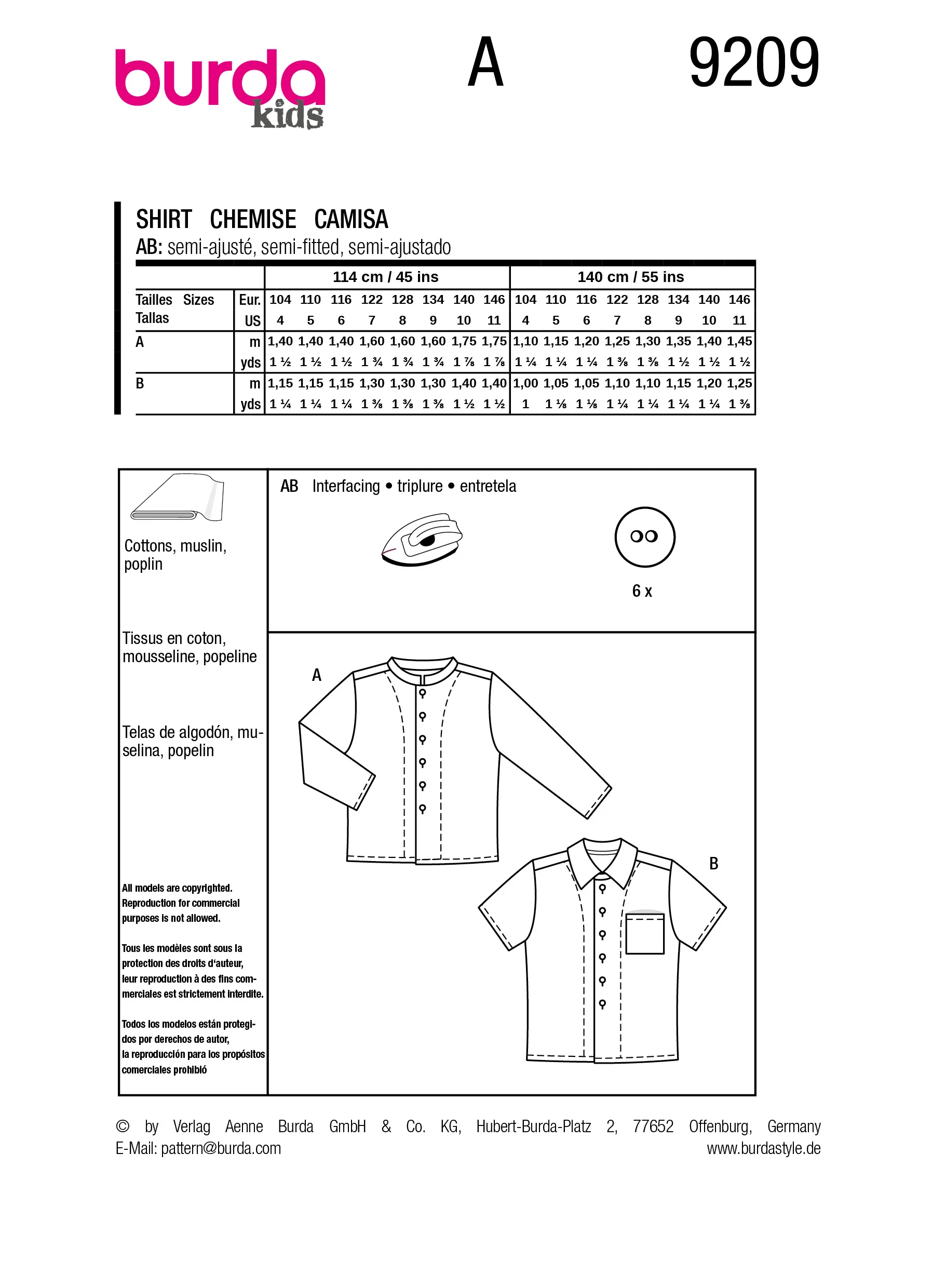 Patron Burda kids n°9209 : Chemise - Image 5