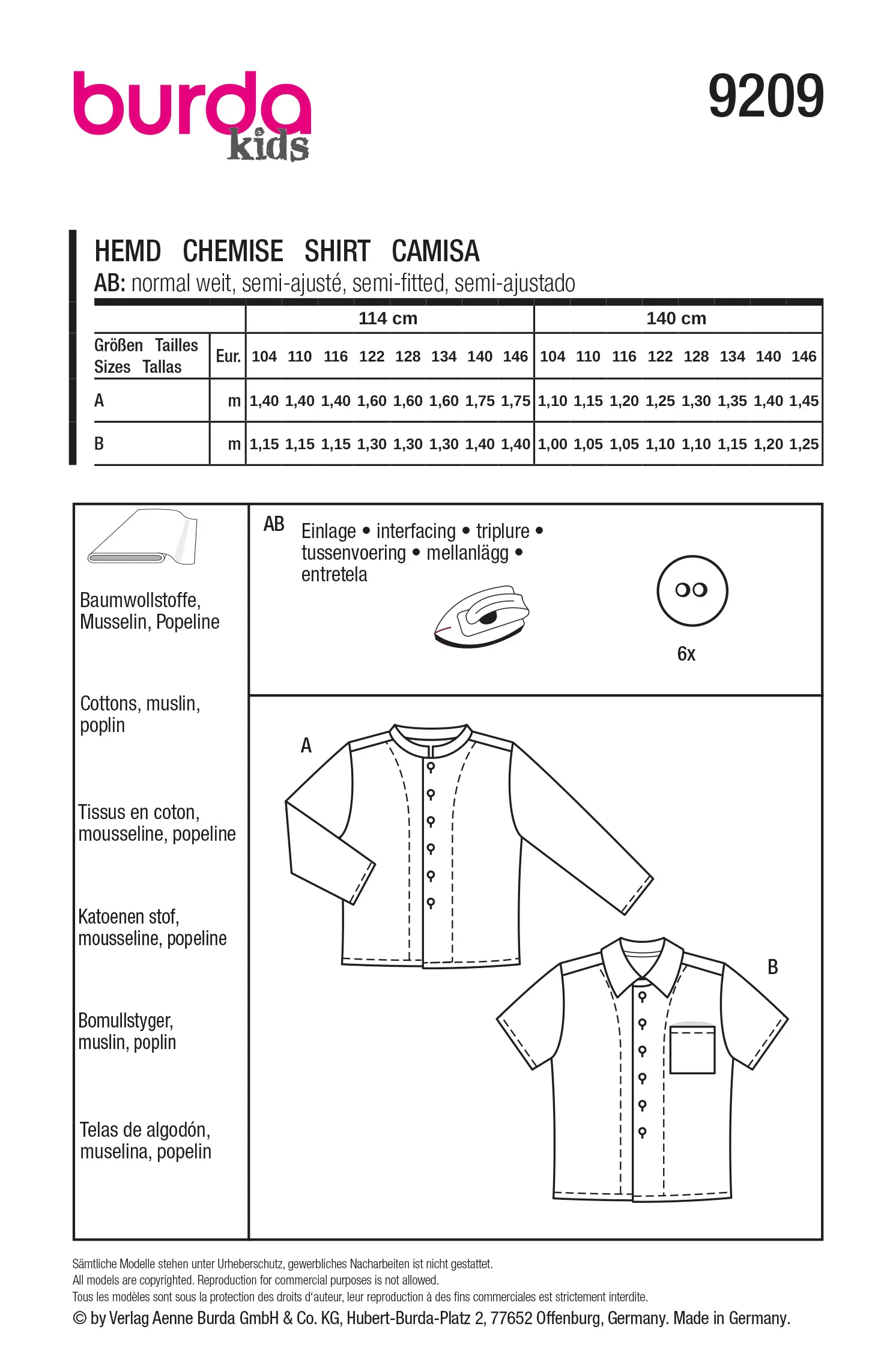 Patron Burda kids n°9209 : Chemise - Image 6