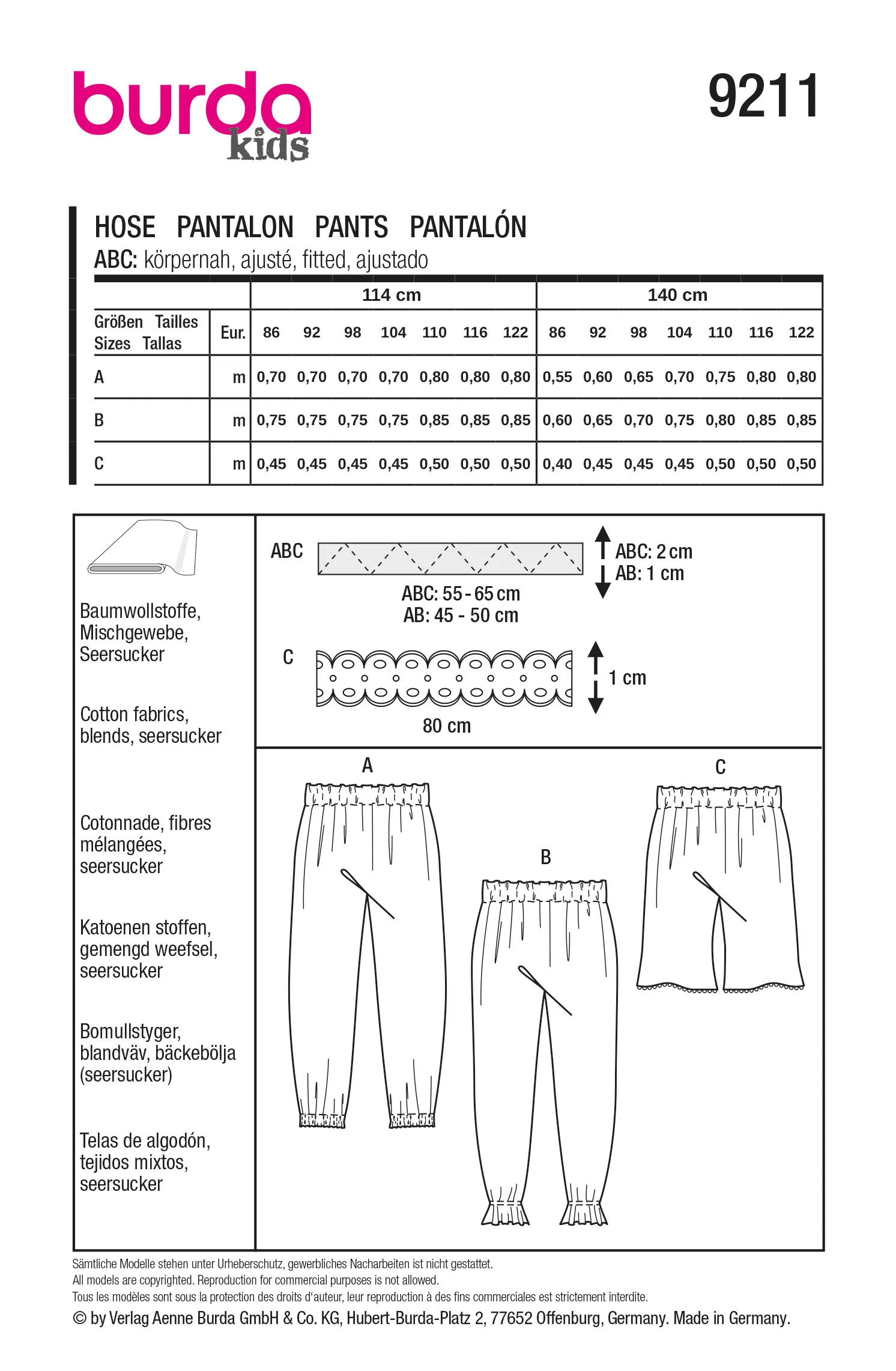 Patron Burda kids n°9211 : Pantalon - Image 6