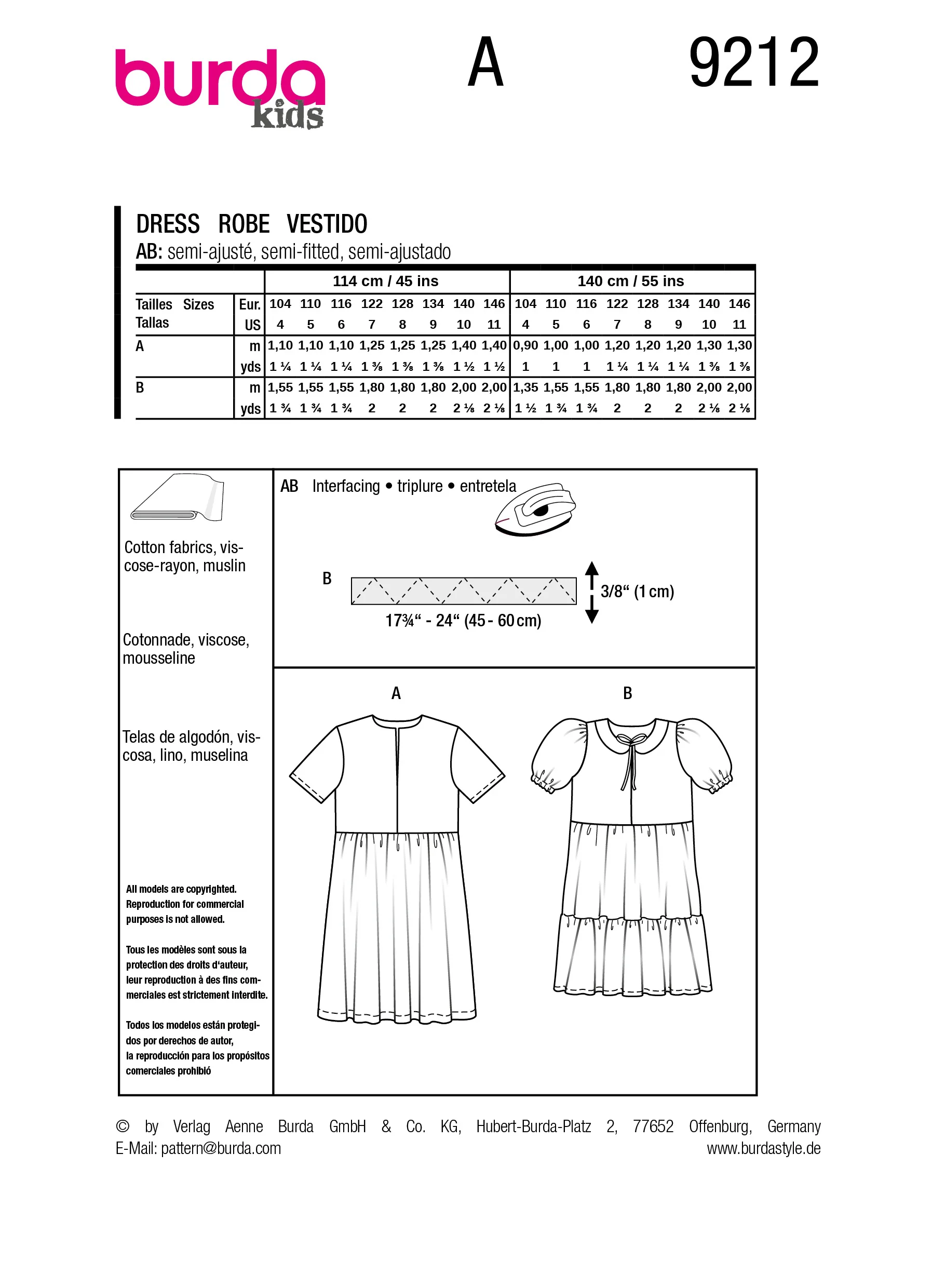 Patron Burda kids n°9212 : Robe - Image 6