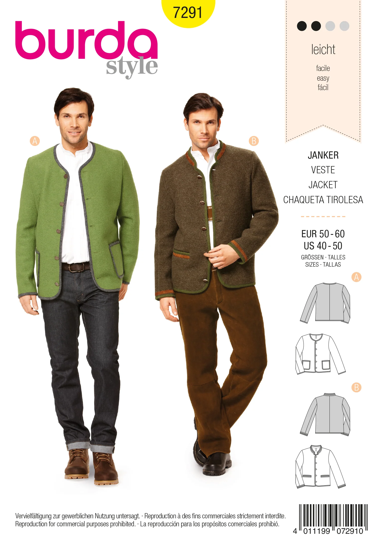 Patron n°: 7291 Veste style country