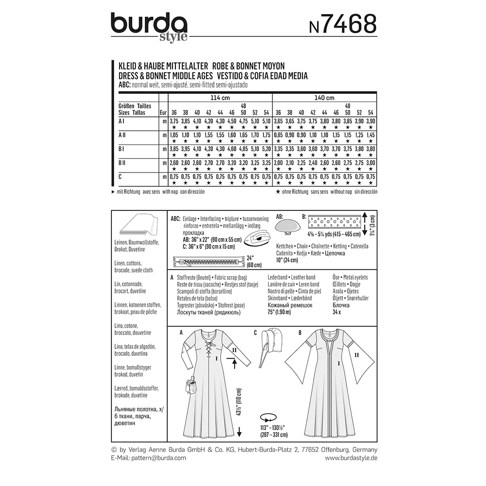 Patron n°7468 : Robe, Bonnet style Moyen-Âge - Image 7