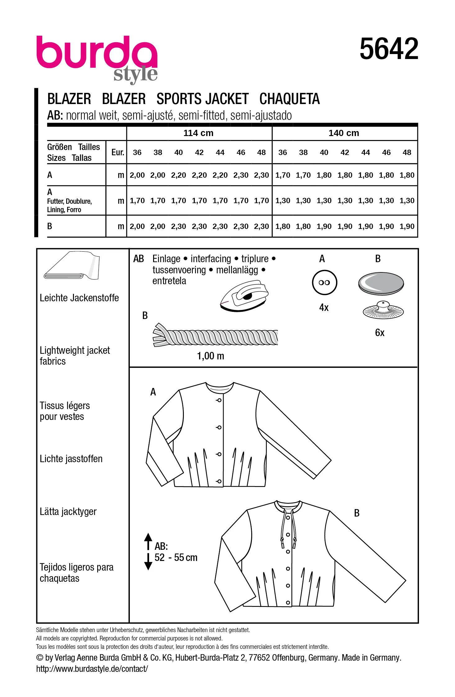 Patron Burda n°5642 : Veste - Image 7