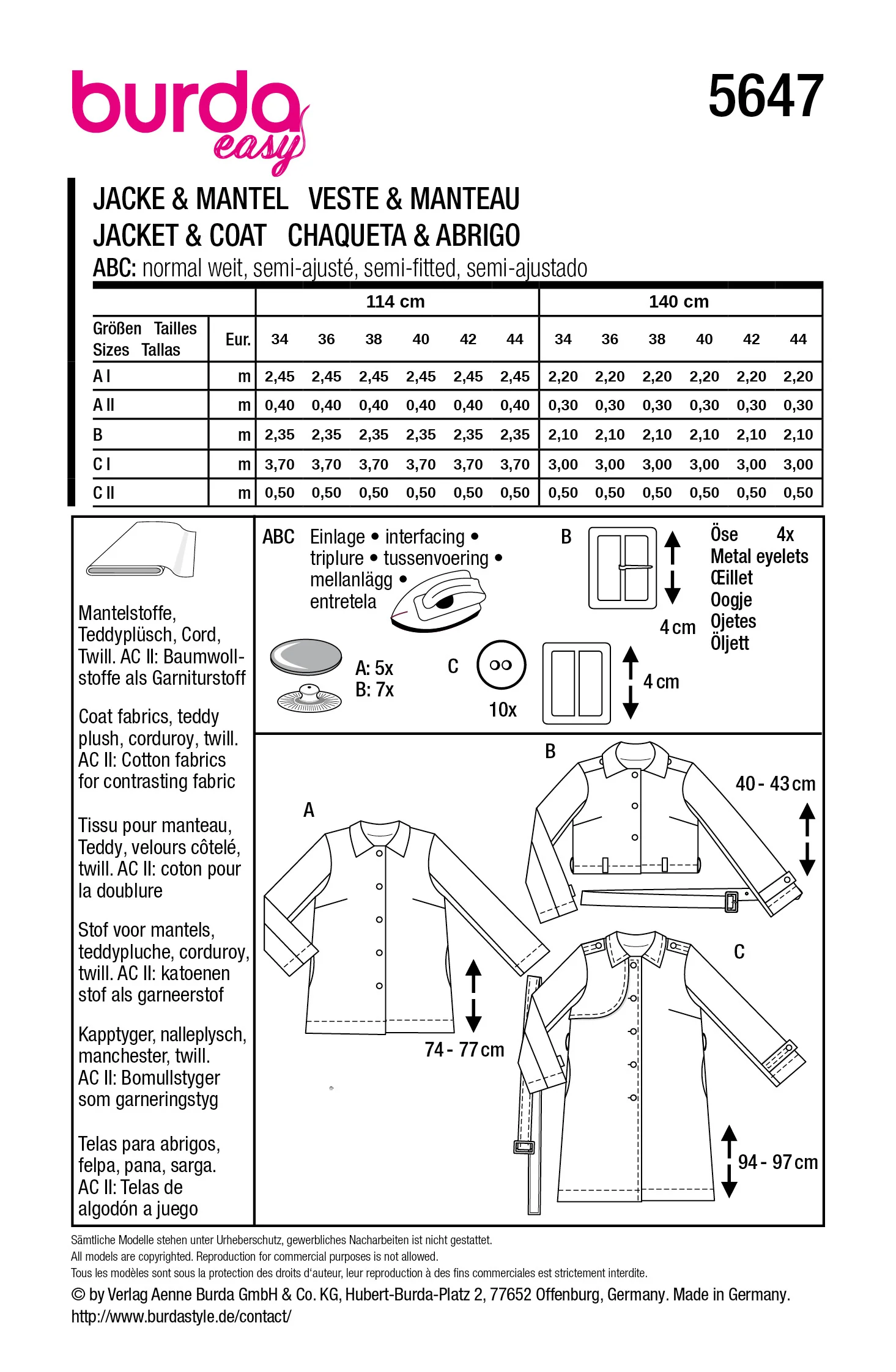 Patron Burda n°5647 : Veste et manteau - Image 11