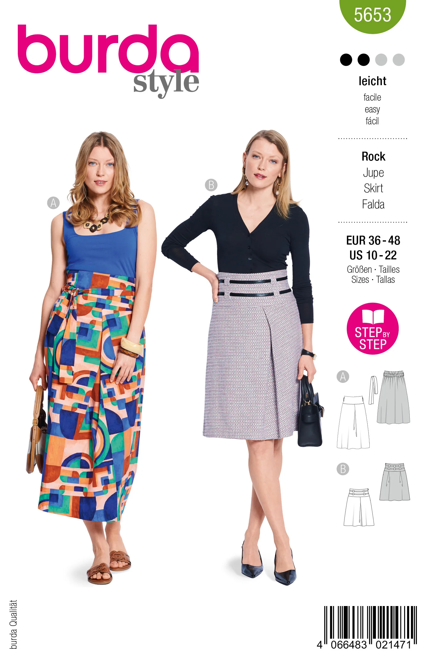 Patron Burda n°5653 : Jupe
