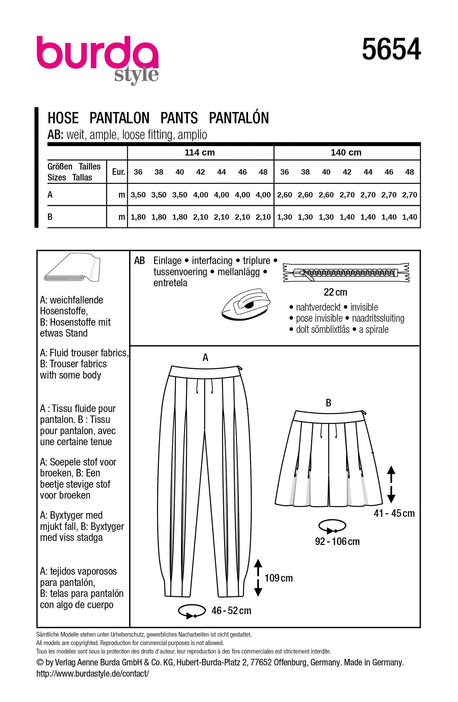 Patron Burda n°5654 : Pantalon - Image 7