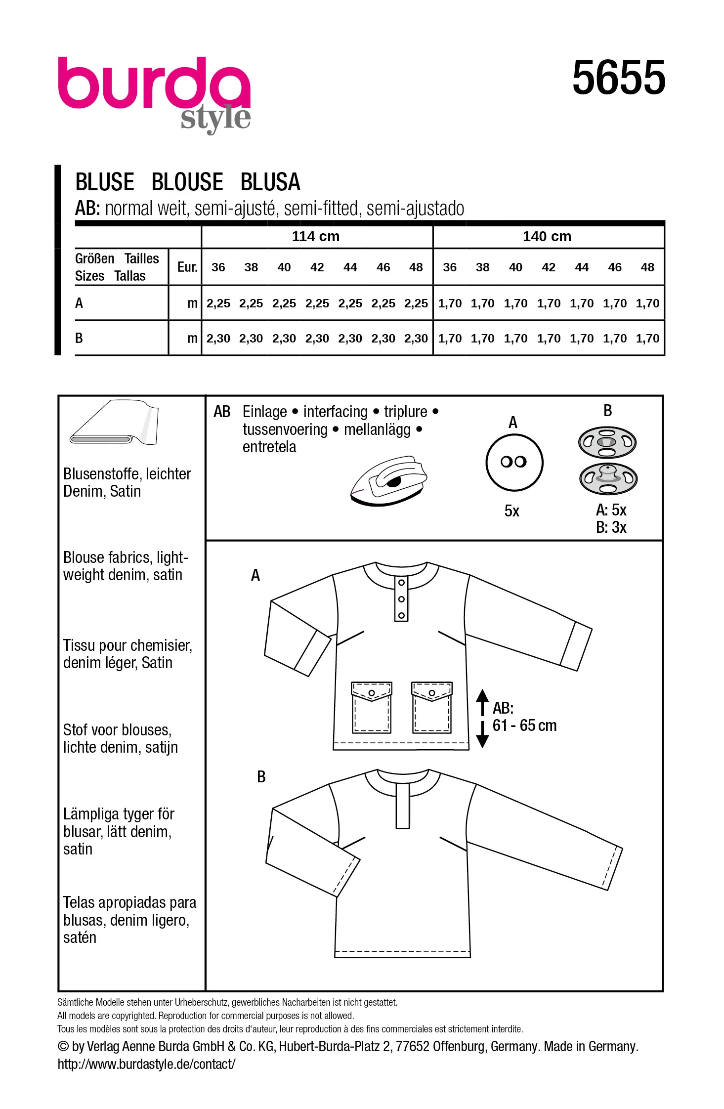 Patron Burda n°5655 : Blouse - Image 7