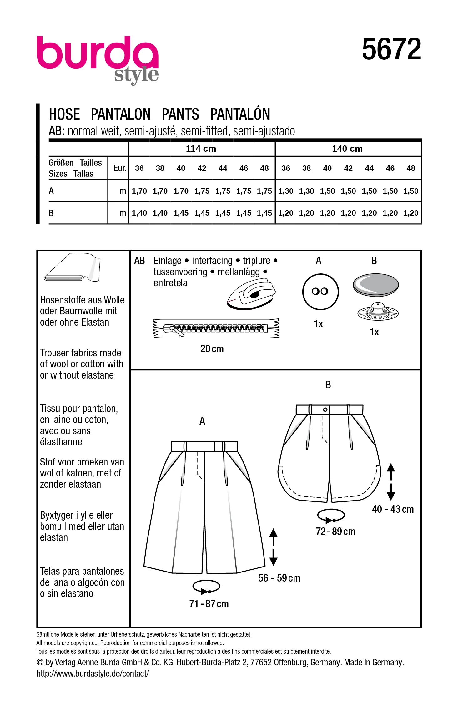 Patron Burda n°5672 : Pantalon - Image 7
