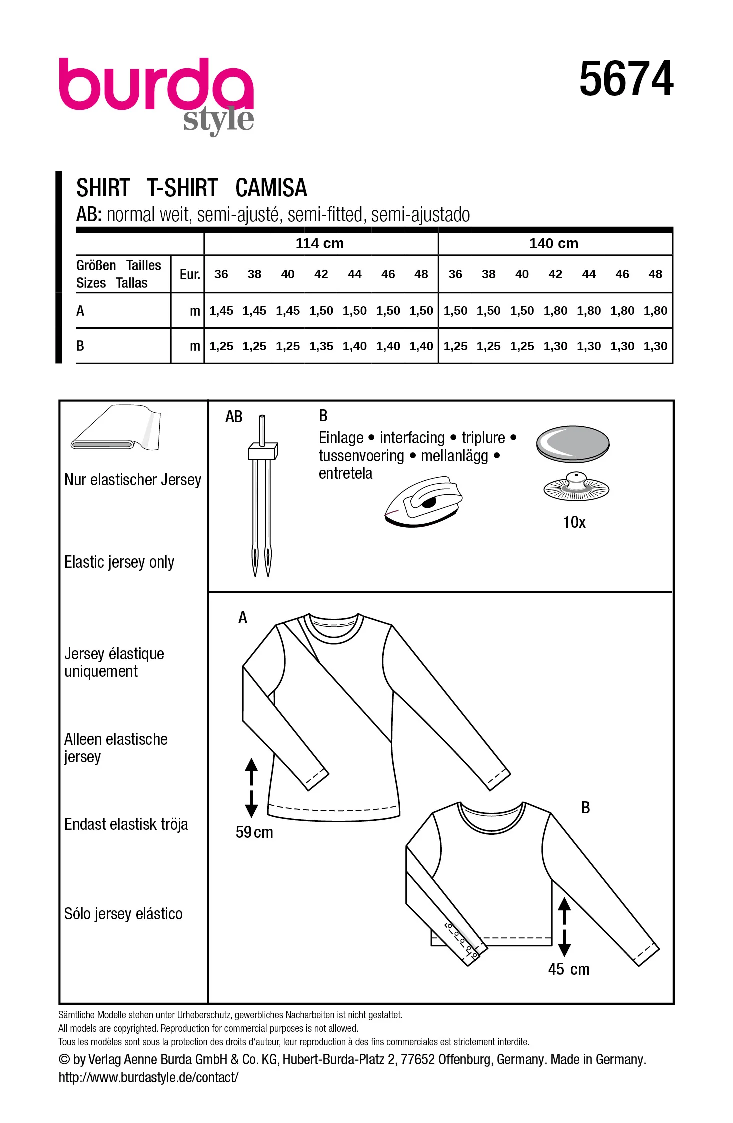 Patron Burda n°5674 : T-shirt - Image 7