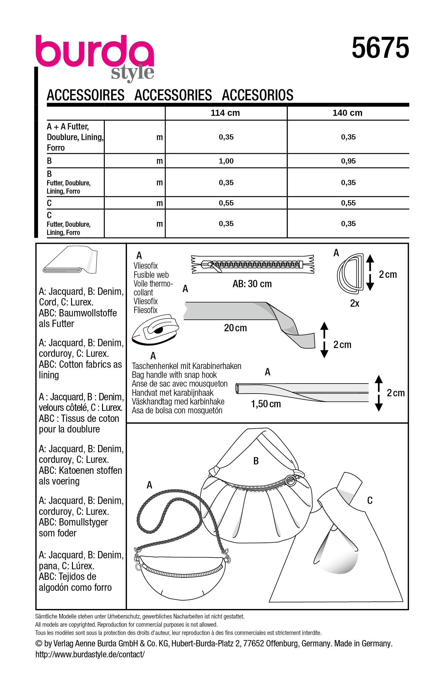 Patron Burda n°5675 : Accessoires - Image 8