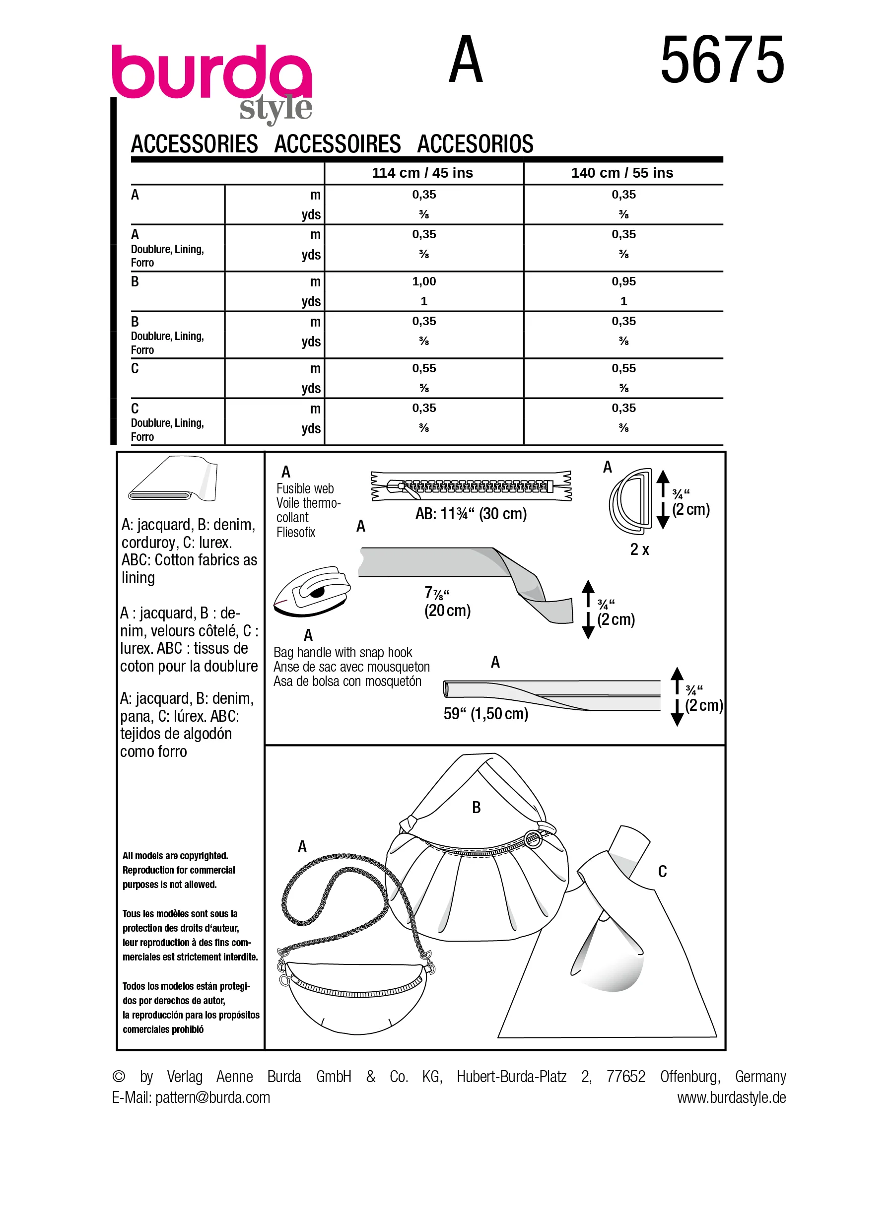 Patron Burda n°5675 : Accessoires - Image 9