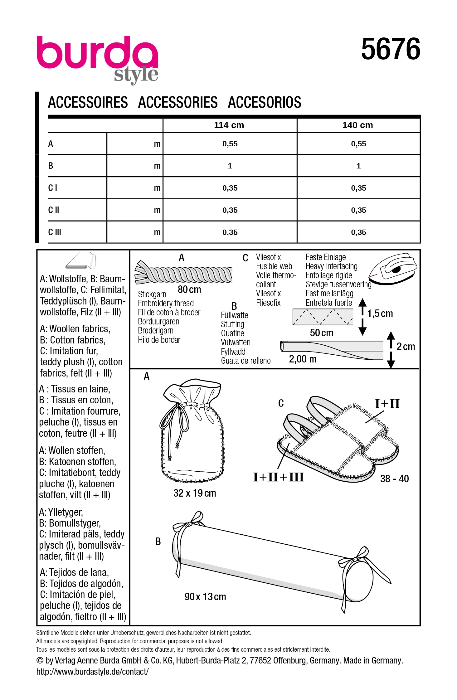 Patron Burda n°5676 : Accessoires - Image 6