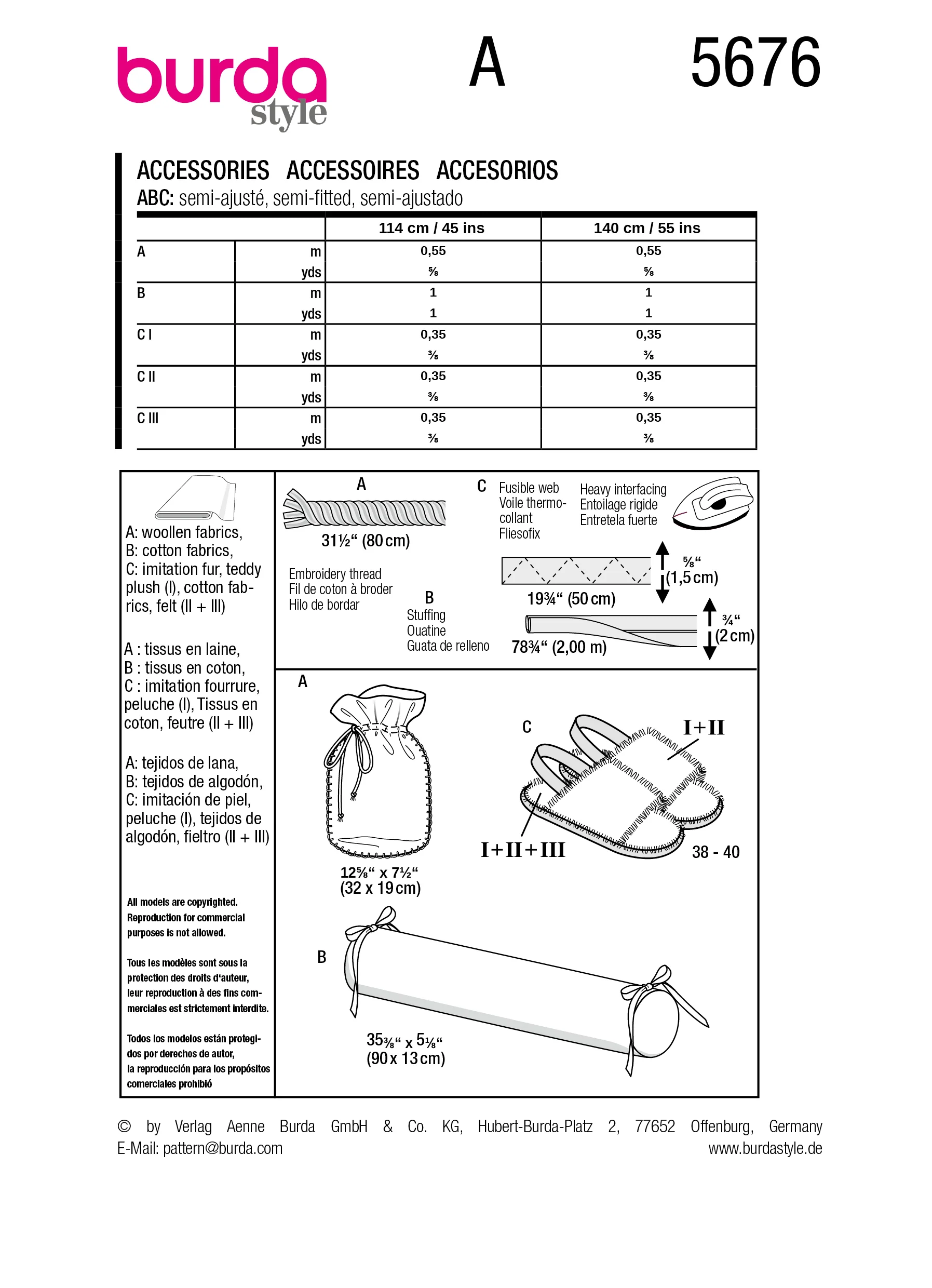 Patron Burda n°5676 : Accessoires - Image 7