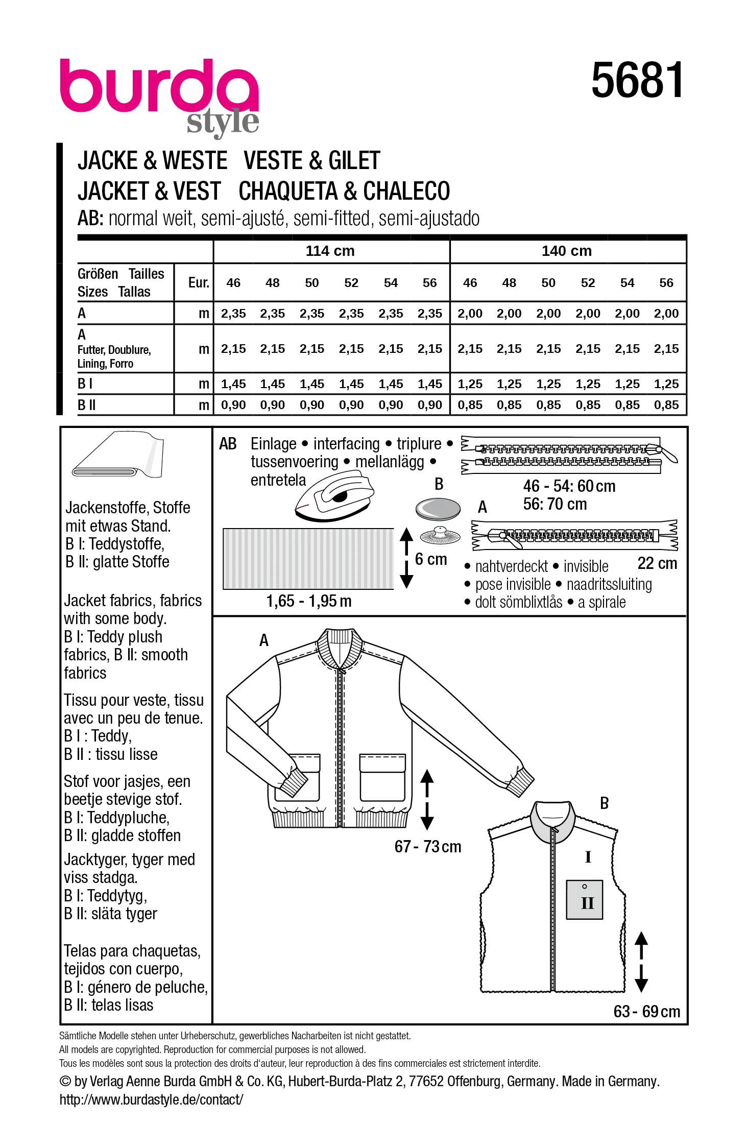Patron Burda n°5681 : Veste & Gilet - Image 8