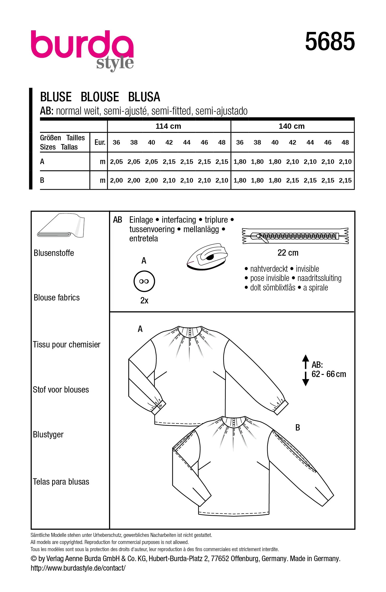 Patron Burda n°5685 : Blouse - Image 9