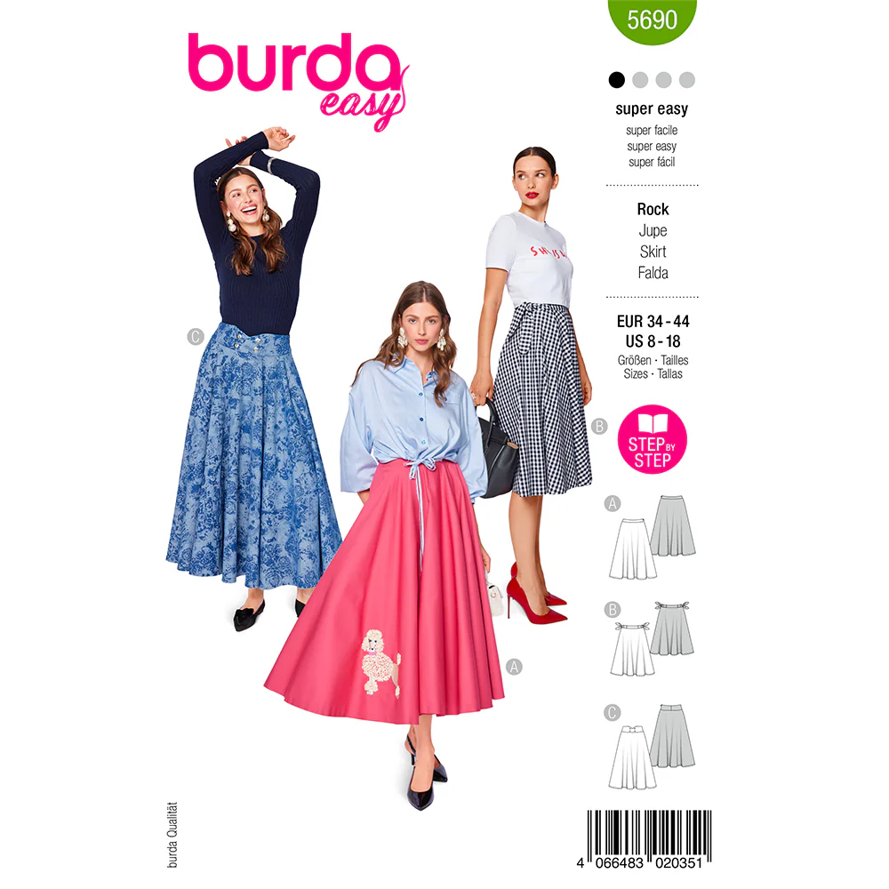 Patron Burda n°5690 : Jupe