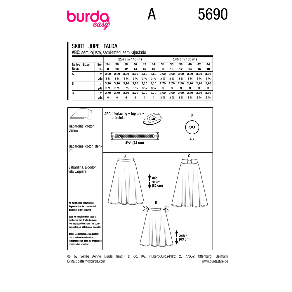 Patron Burda n°5690 : Jupe - Image 9