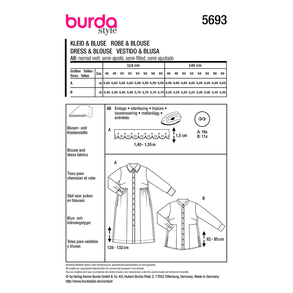 Patron Burda n°5693 : Robe & blouse - Image 7