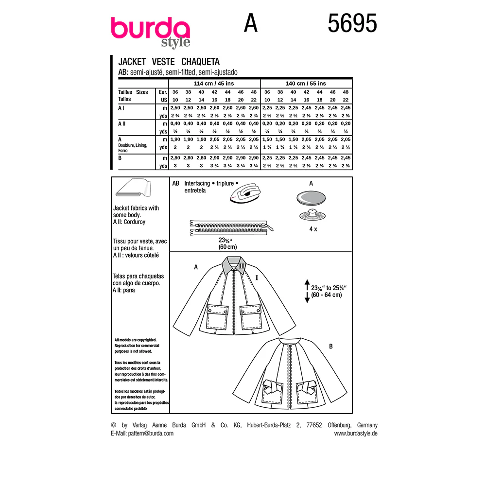 Patron Burda n°5695 : Veste - Image 7