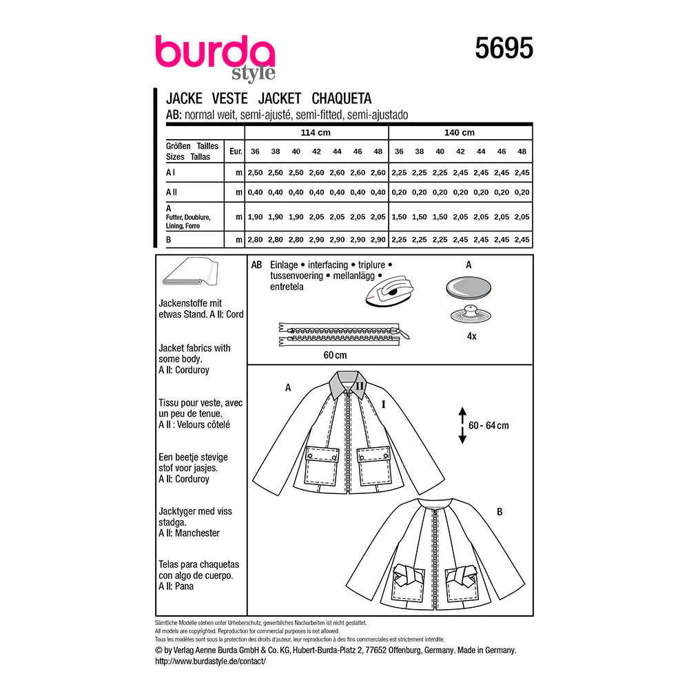 Patron Burda n°5695 : Veste - Image 8