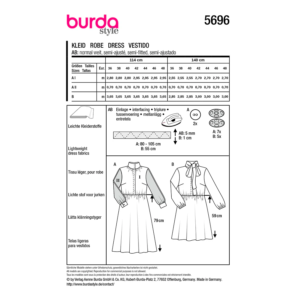 Patron Burda n°5696 : Robe - Image 9