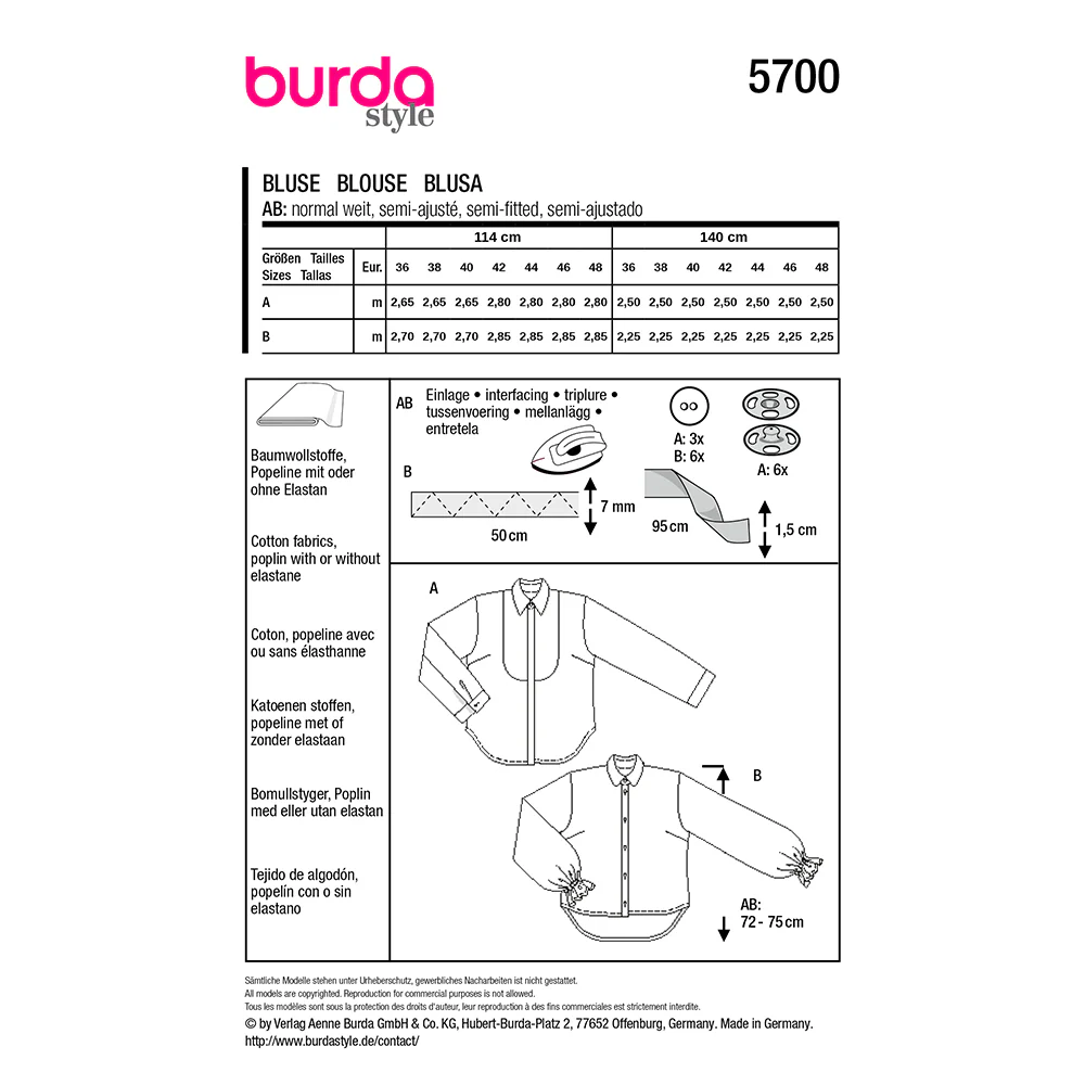 Patron Burda n°5700 : Blouse - Image 7