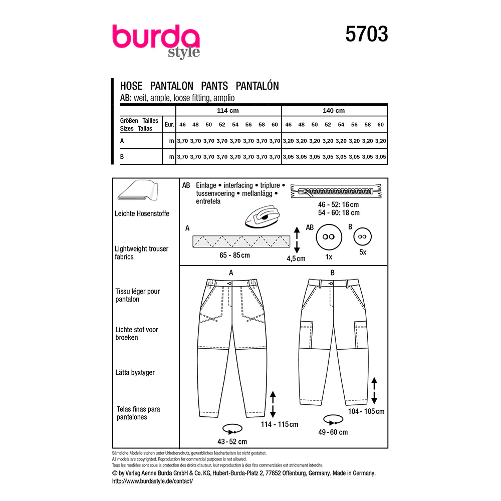 Patron Burda n°5703 : Pantalon - Image 8