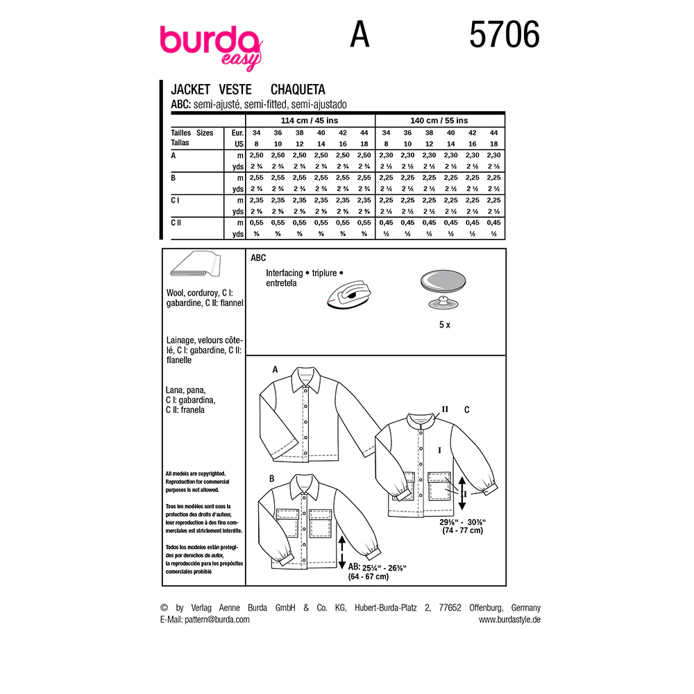 Patron Burda n°5706 : Veste - Image 10