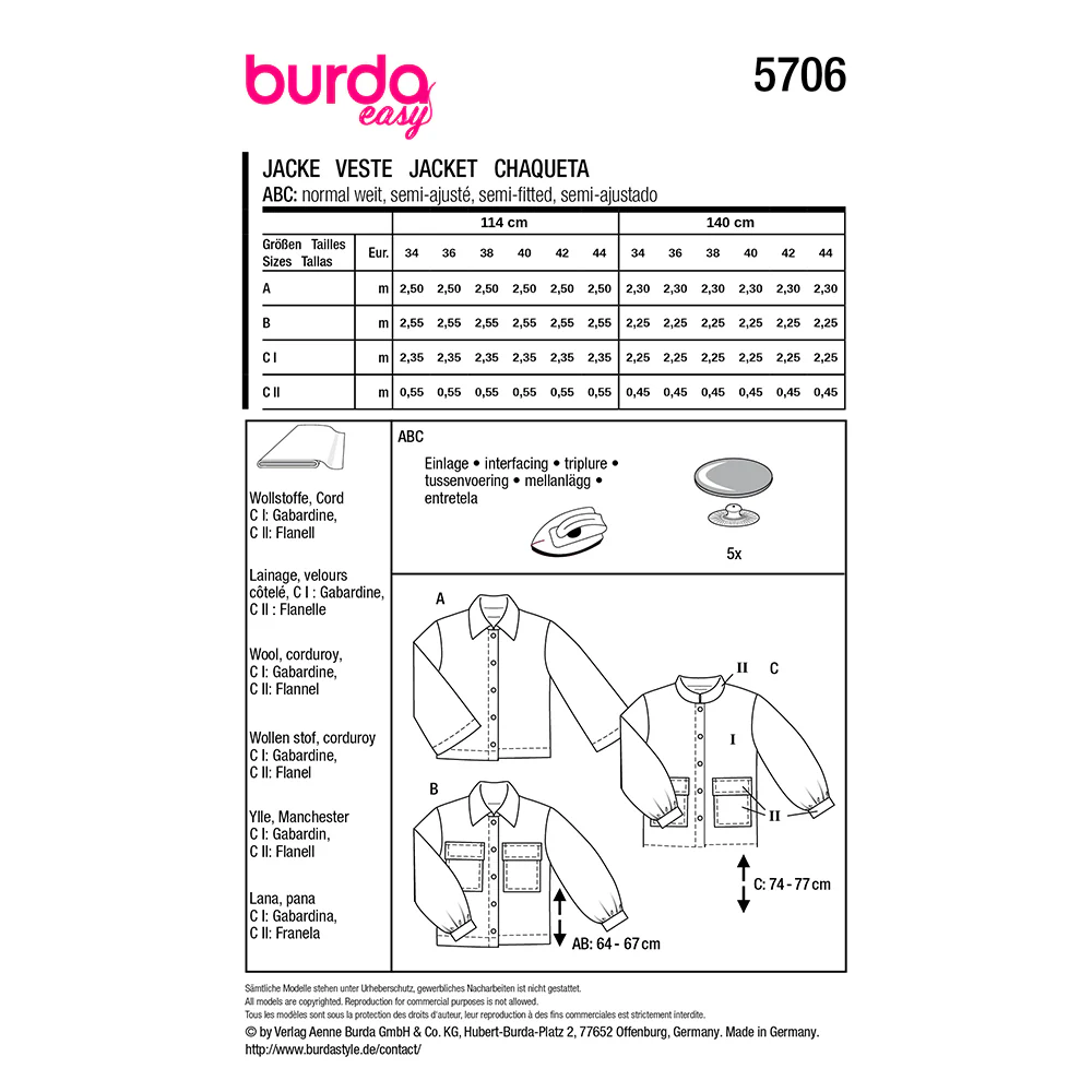 Patron Burda n°5706 : Veste - Image 9