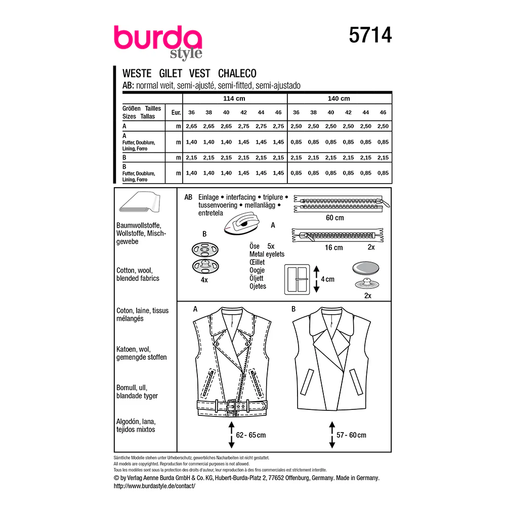 Patron Burda n°5714 : Gilet - Image 6