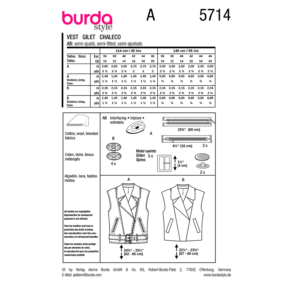 Patron Burda n°5714 : Gilet - Image 7