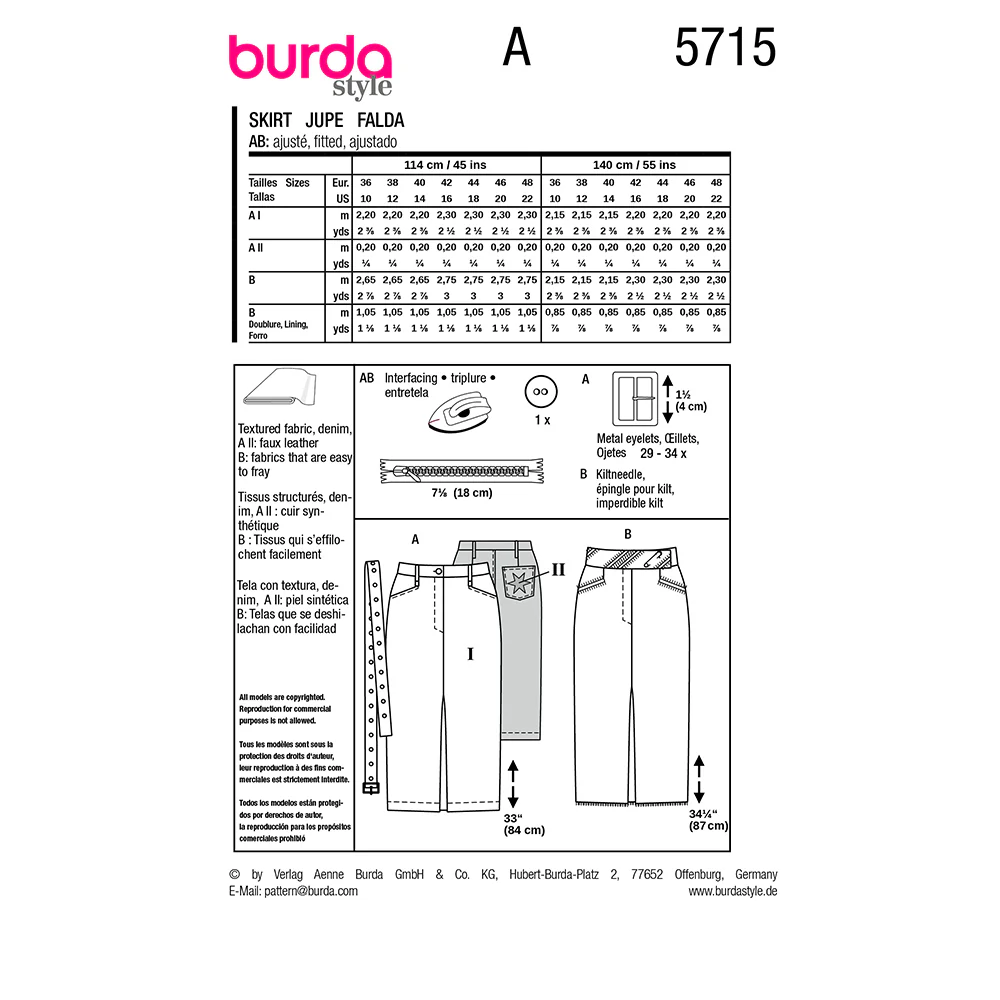 Patron Burda n°5715 : Jupe - Image 7