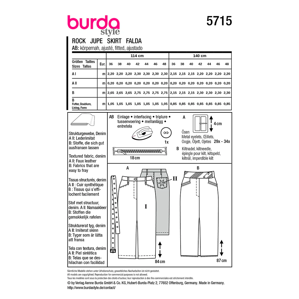 Patron Burda n°5715 : Jupe - Image 8