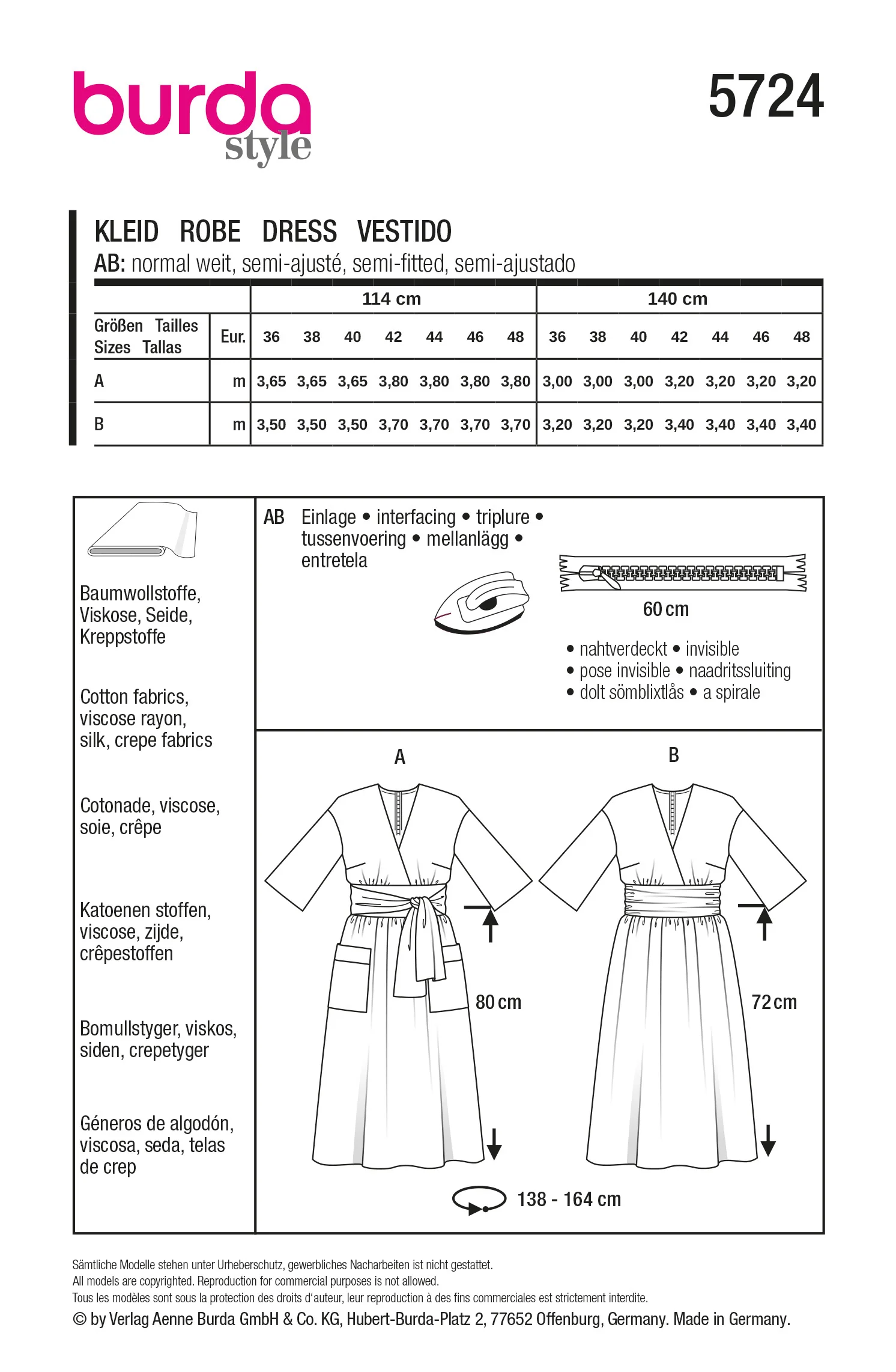 Patron Burda n°5724 : Robe - Image 7