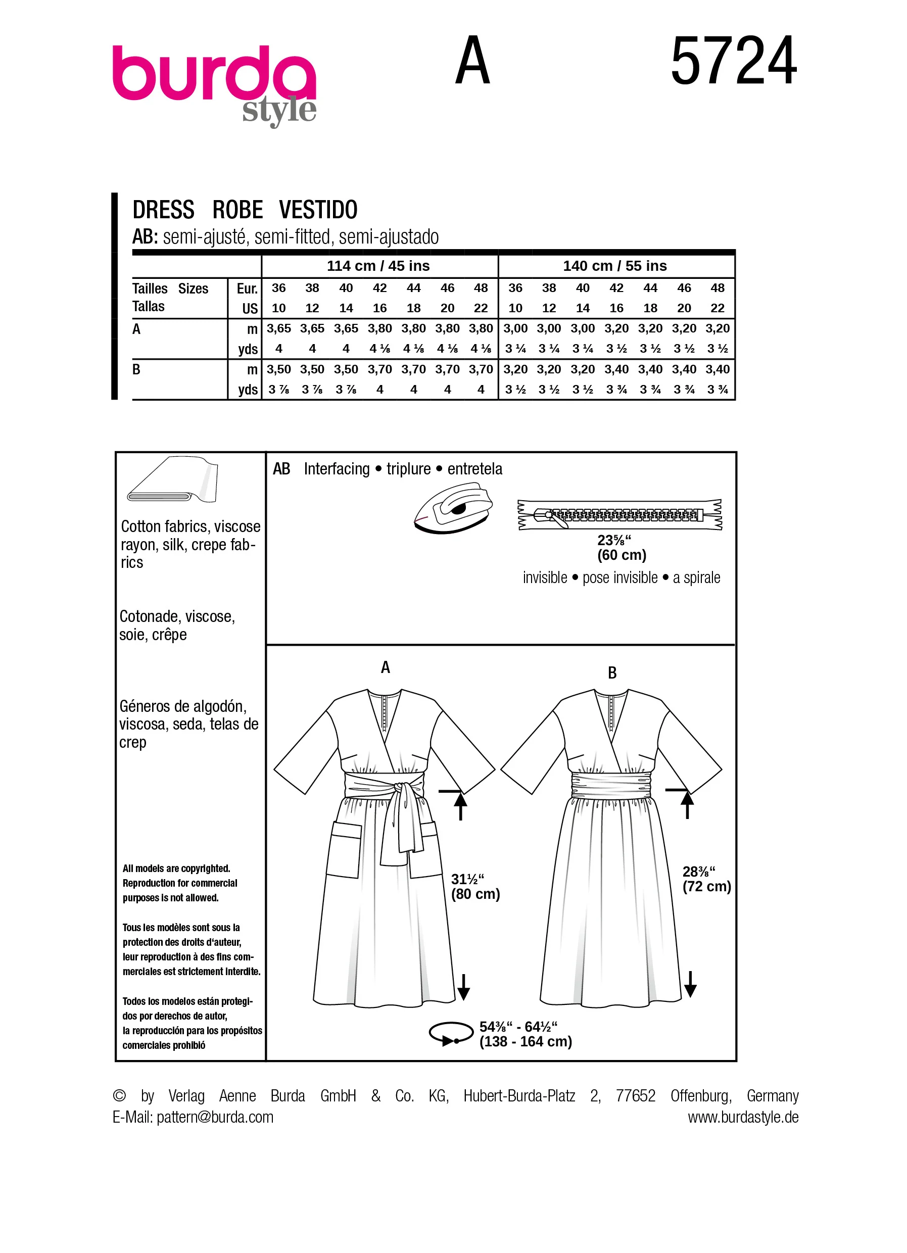 Patron Burda n°5724 : Robe - Image 8