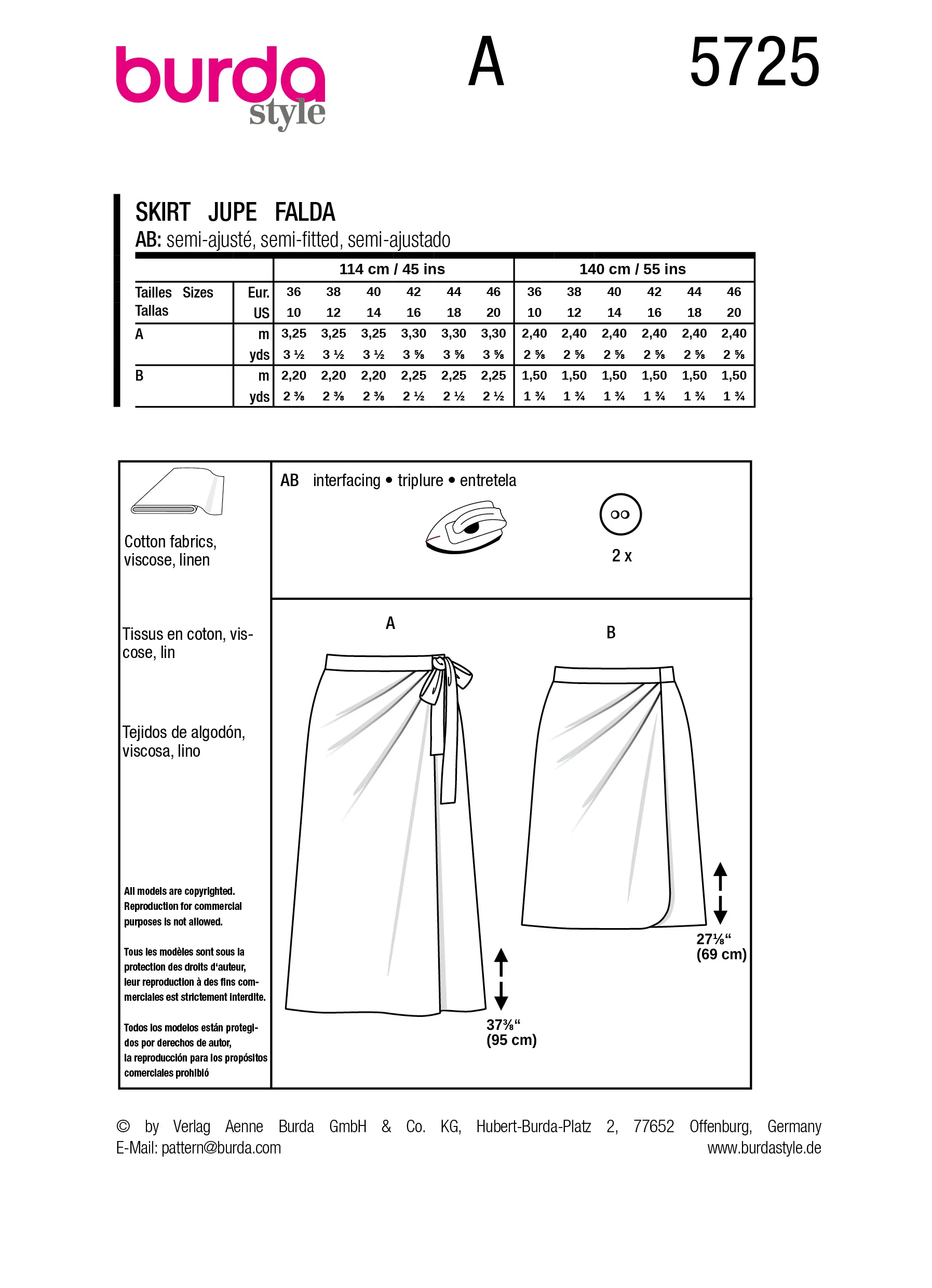 Patron Burda n°5725 : Jupe - Image 7