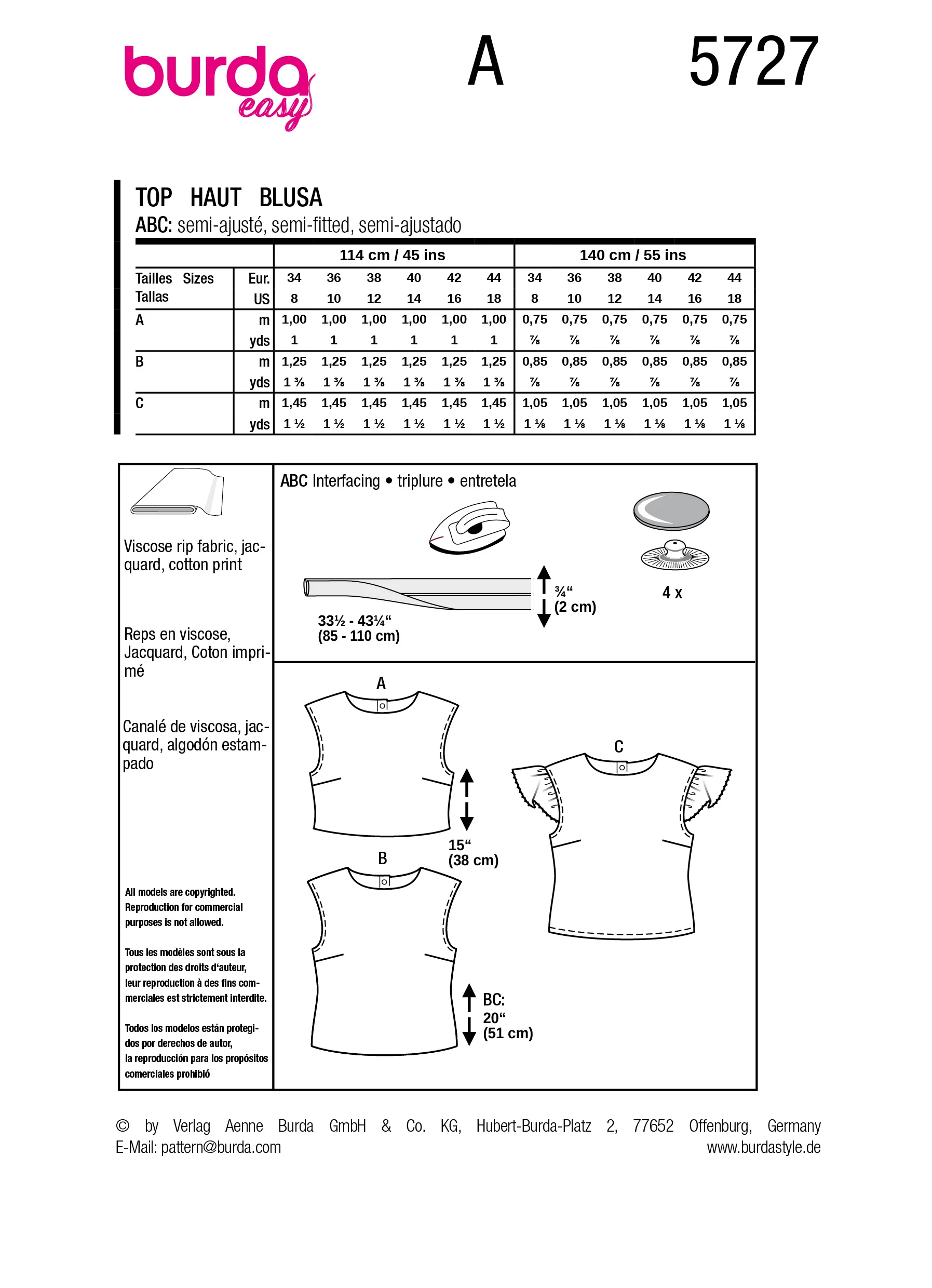 Patron Burda n°5727 : Top - Image 13