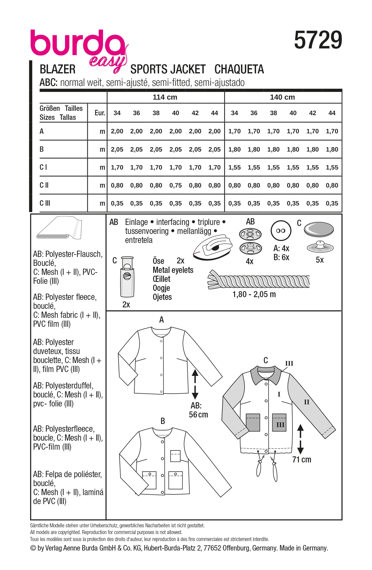 Patron Burda n°5729 : Blazer - Image 12