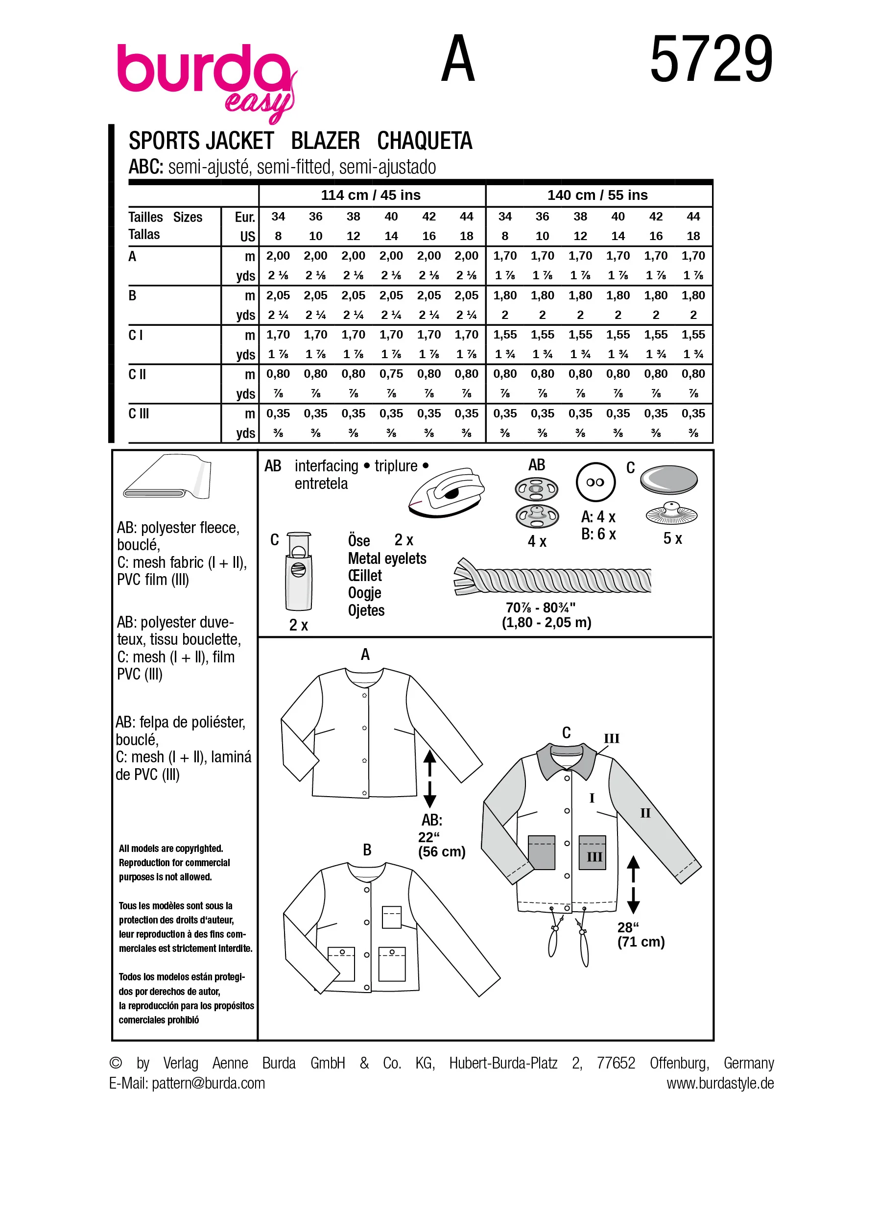 Patron Burda n°5729 : Blazer - Image 13